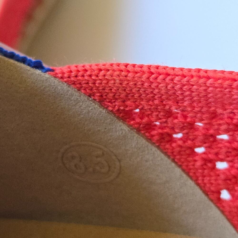 Rothy's The Espadrille Flat Size 8.5 New Red Hot Slip On Flats Comfort Knit - Picture 6 of 7